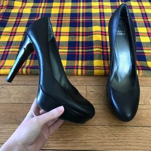 Stuart Weitzman Black Rounded Toe Platform Heels